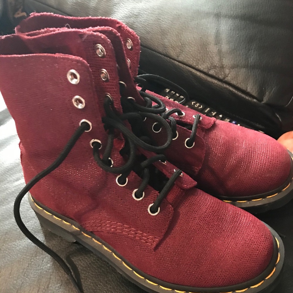 Dr Marten Cherry red glitter combat boots